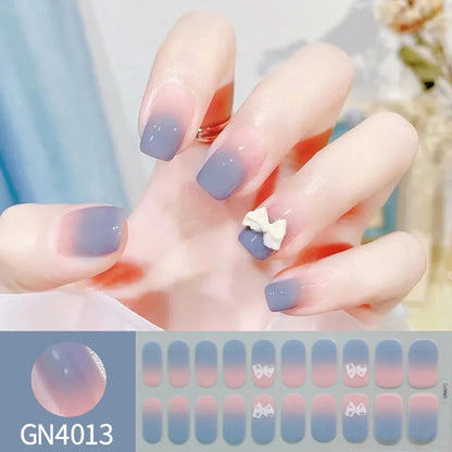 20Tips Semi-Cured Gel Nail Sticker Pure Color Uv/Led Lamp Gel Nail Polish Wraps Long-Lasting Full Cover Gel Sticker Nail Decor Good Vibrations