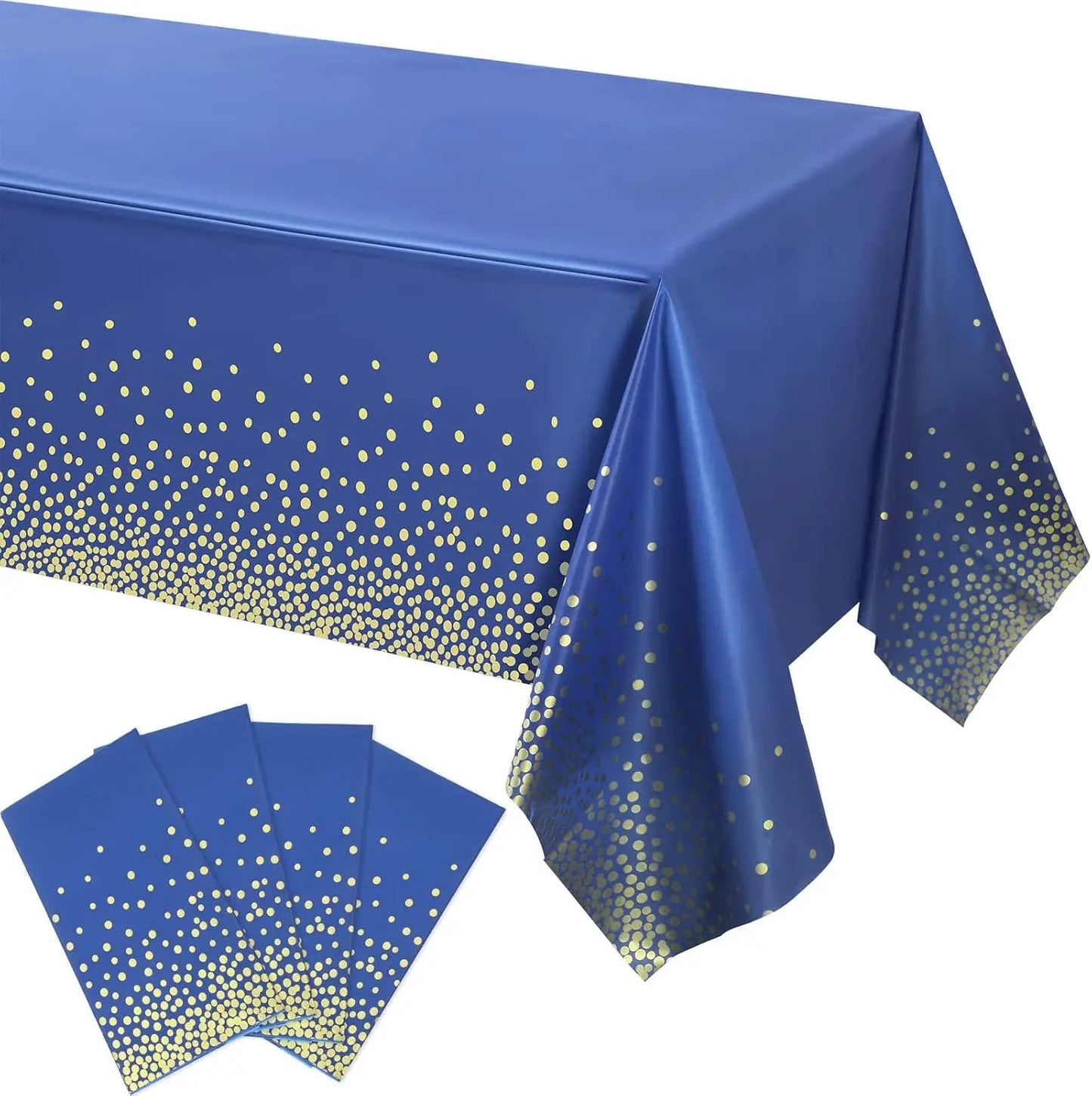 Navy Blue Gold Party Decorations Blue and Gold Disposable Tableware Set Paper Plates Cups Napkin Tablecloth Wedding Anniversary Good Vibrations