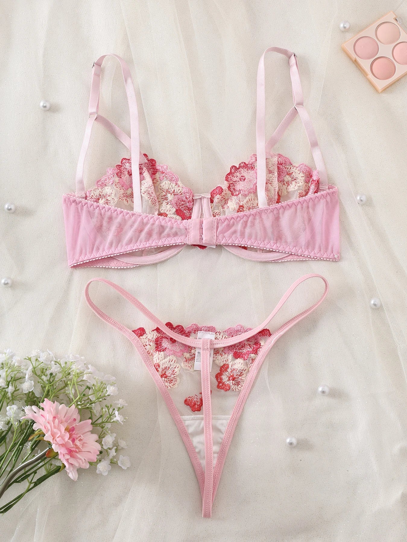 Women's Underwear Set Fancy Woman Semi-Sheer Embroidery Beautiful Bra And Panty Sets Erotic Outfits Sexy Lingerie Good Vibrations