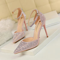 Rhinestone Women Pumps Sexy Stiletto Women High Heels Pointed Toe Women Heels Pumps Women Shoes Party Wedding Shoes Scarpe Donna Good Vibrations