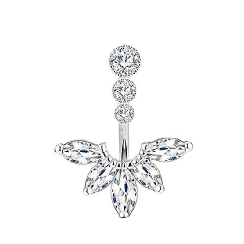 Dainsty Dangled Belly Button Rings Surgical Steel 14G Bar Navel Piercing Ring Crystal CZ Bee Flower Heart Belly Ring Ear Jewelry Good Vibrations Adult Super Store
