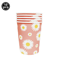 Pink Daisy Theme Disposable Tableware Flower Plate Napkin Straws Banner Birthday Party Baby Shower Wedding Decorations Supplies Good Vibrations