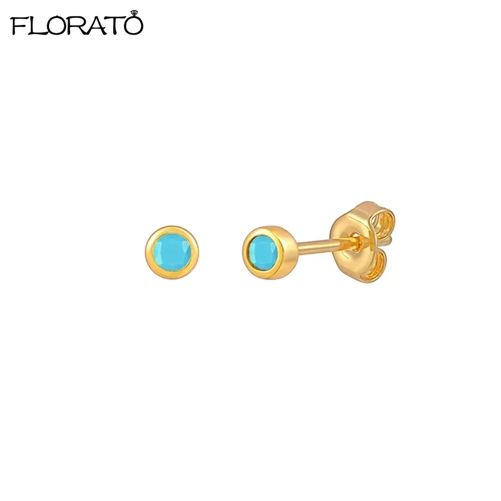 925 Sterling Silver Needle Summer Blue Earrings Trend 18K Gold Hoop Earrings for Women Fashion Puncture Jewelry Ear Accessories Good Vibrations
