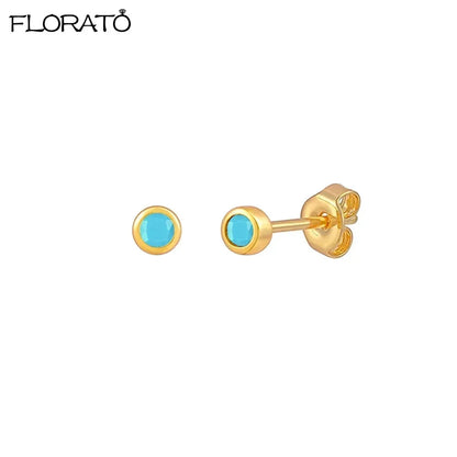925 Sterling Silver Needle Summer Blue Earrings Trend 18K Gold Hoop Earrings for Women Fashion Puncture Jewelry Ear Accessories Good Vibrations