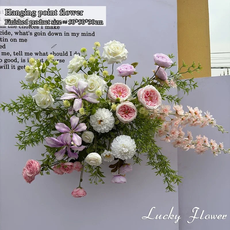 Outdor Wedding Decoration Artificial Flowers Hanging Flower Row Road Leading Flower Ball Floral Backdrop Decor Floor Flower Row Good Vibrations