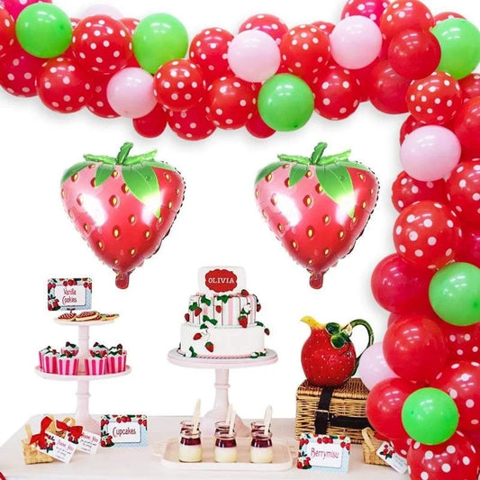 Strawberry Party Decorations for Girls 1st 2nd Birthday Strawberry Balloon Garland Arch Kit Red and White Polka Dot Balloons Good Vibrations