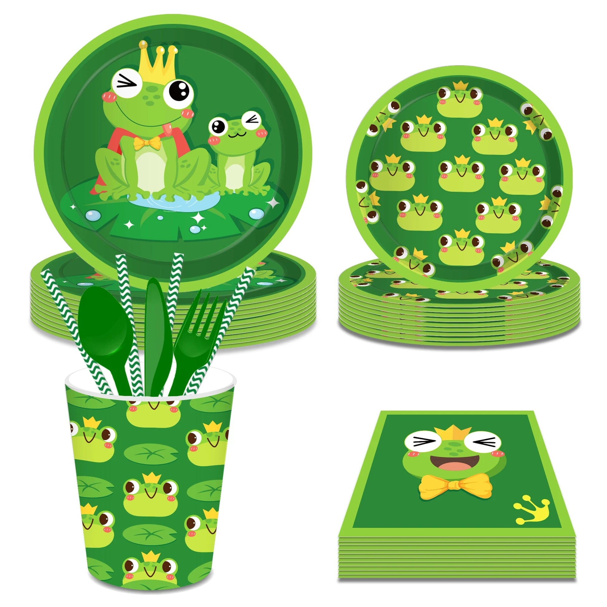 Cartoon Frog Birthday Party Decoration Tablecloth Tableware Boy/Girl Party Set Baby Shower Supplies Gift Good Vibrations