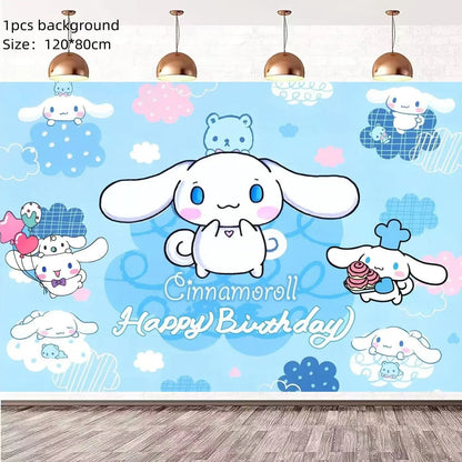 Cinnamorolls Birthday Party Decoration Tableware Set Balloons Cup Plate Banner for Kids Party Favors Baby Shower Supplies Good Vibrations