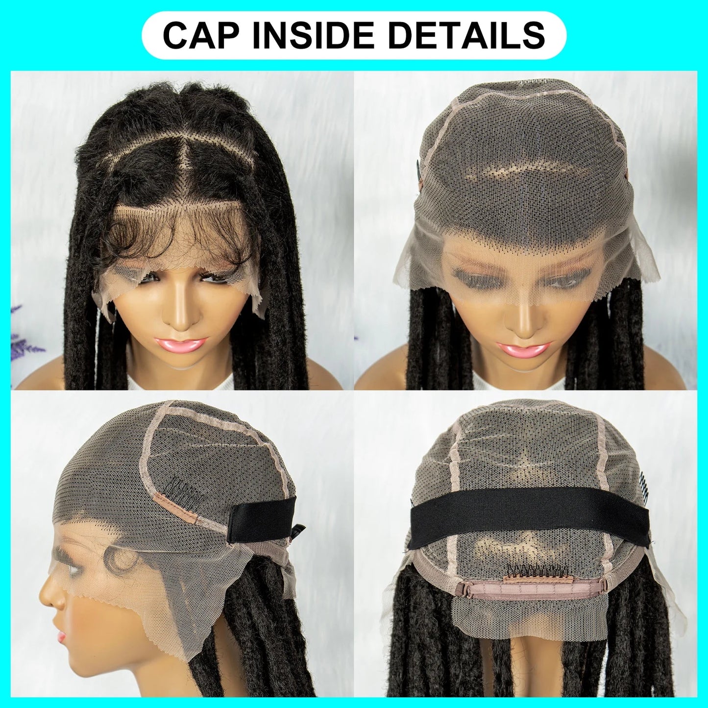KIMA 60 inches Full Lace Braided Wigs Synthetic Lace Wigs Braided Wigs Crochet Wigs Faus Locs Braided Wigs for Black Women Good Vibrations