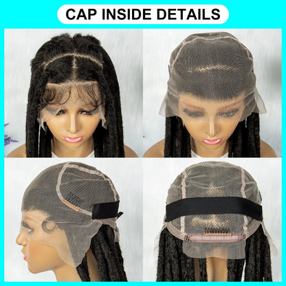 KIMA 60 inches Full Lace Braided Wigs Synthetic Lace Wigs Braided Wigs Crochet Wigs Faus Locs Braided Wigs for Black Women Good Vibrations