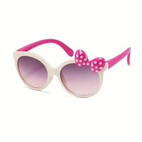 Cute Bow Decorated Sunglasses Round Frame UV400 Kids Eyewear Shades Sun Protection Princess Sunglasses for Party Travel Vocation Good Vibrations