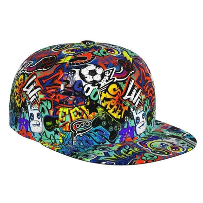 Colorful Graffiti Art Print Baseball Cap Adjustable Snapback Hat for Men Women Unisex Hip Hop Caps Flat Bill Brim Hats Good Vibrations