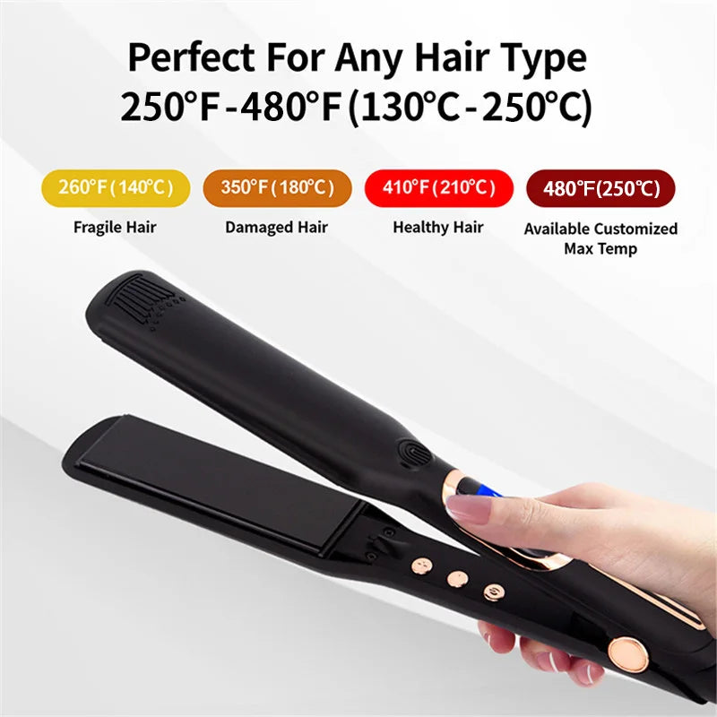 Hair Straightener Curler Professional High Temperature Fast Heating 450℉ / 480℉ Keratin Treatment Hair Flat Iron Dual Voltage Good Vibrations
