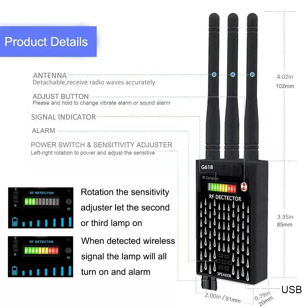 Wifi Hidden Camera RF uav Detector Audio Bug GPS Anti Spy Gadgets GSM 2G 3G 4G 5G All Signal Jammer gps Tracker Blocker Device Good Vibrations