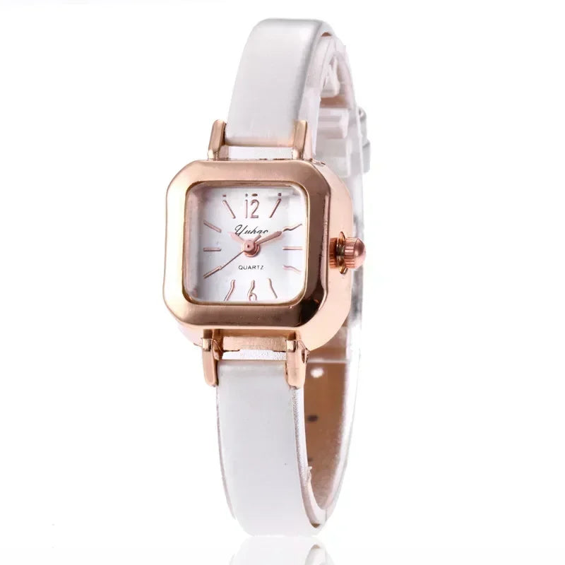 Fashion Women Watch Small Square Dial Thin Leather Strap Ladies Wristwatch Elegant Female Watches Casual Relogios Feminino Reloj Good Vibrations