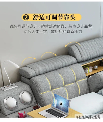 Modern Multi-Functional Tech Smart Bed with Storage, Speakers, USB, Bookshelves, and Tatami – Luxury King/Queen Ultimate Bed Good Vibrations