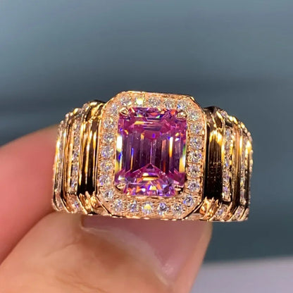 Pink Cubic Zirconia Ring Suitable for Women's Engagement Wedding Luxury Accessories Sparkling Silver Fashion Jewelry Good Vibrations
