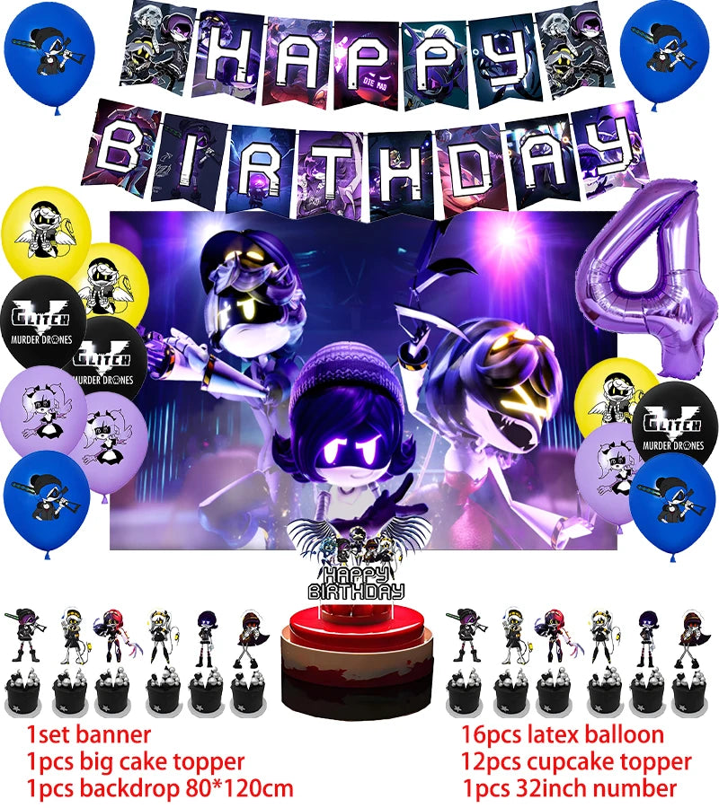 Murdered Drones Birthday Party Decoration Balloon Backdrop Cake Topper Murdered Drones Birthday Party Supplies Baby Shower Good Vibrations