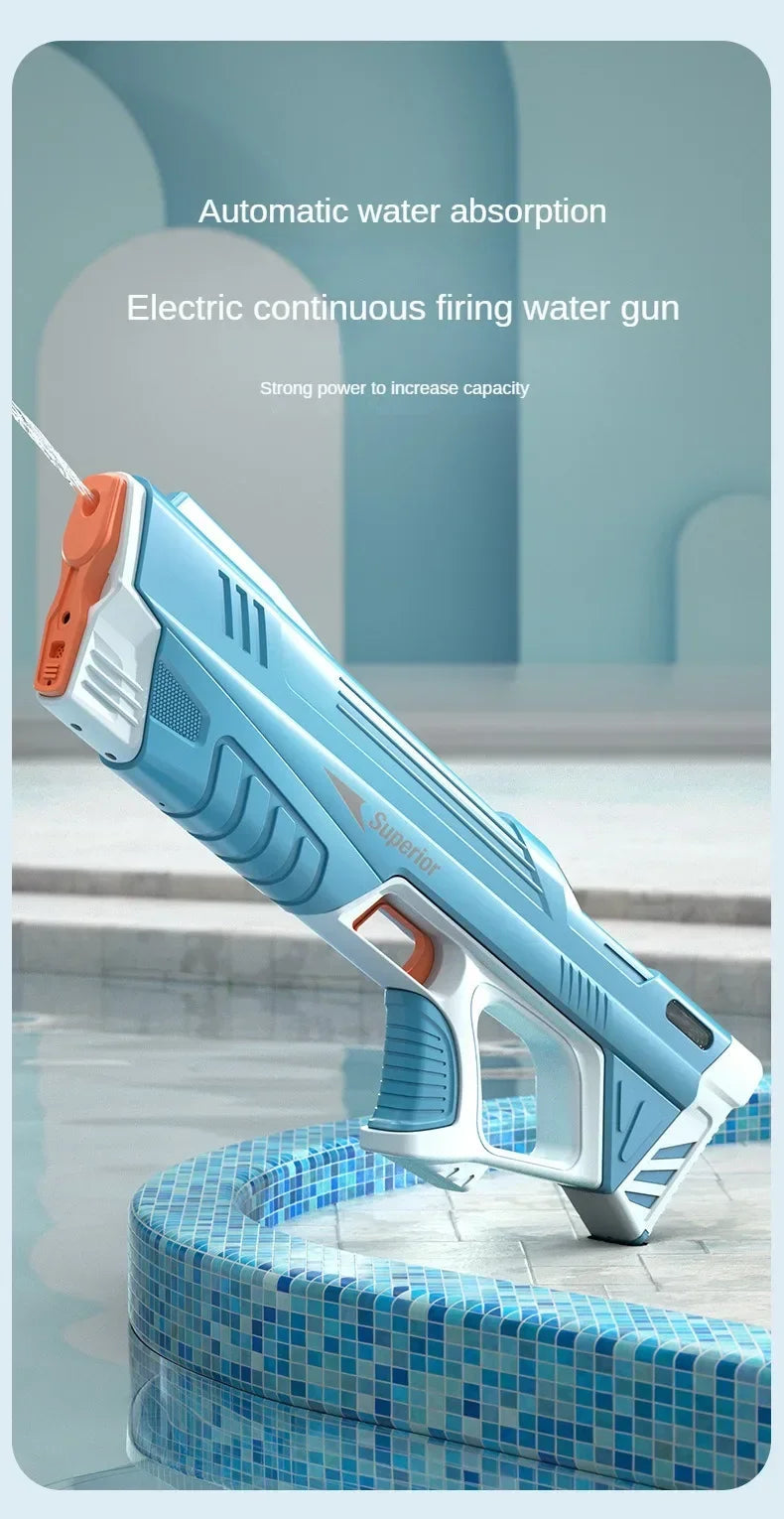 Children Full Automatic Water Gun Toys Summer Outdoor Pool Fight Games Induction Absorb Water Electric Waterguns for Kids Gifts Good Vibrations