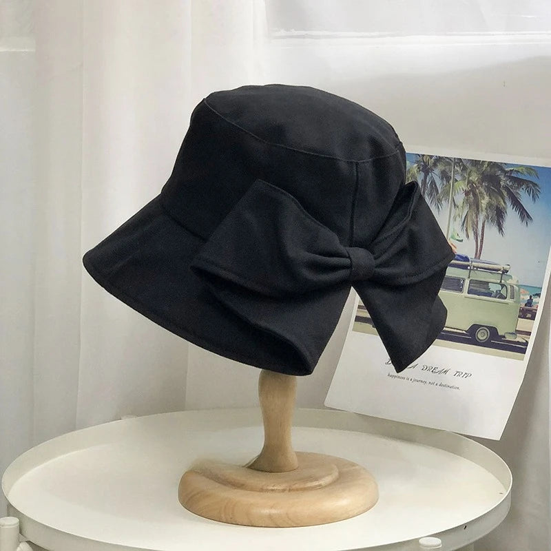 Women's hat, big brim hat, women's summer fisherman's hat, casual sun protection bow, versatile sun hat Good Vibrations