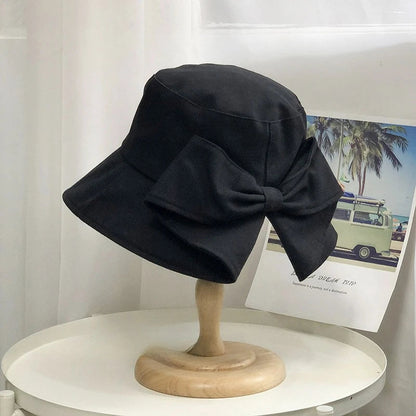 Women's hat, big brim hat, women's summer fisherman's hat, casual sun protection bow, versatile sun hat Good Vibrations