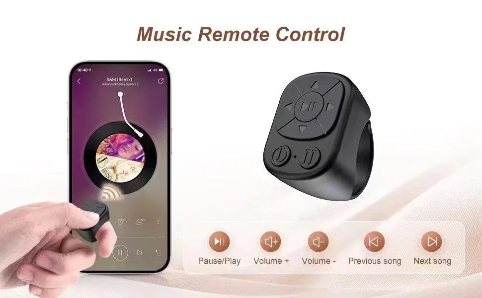 Tiktok Scrolling Ring Tiktok Remote Control Is Suitable for Iphone, iPad Bluetooth Page Turning Ring Roller, Both Camera Shutter, Short Video and Music Remote Control Function, Compatible with Ios and Android Phones Good Vibrations
