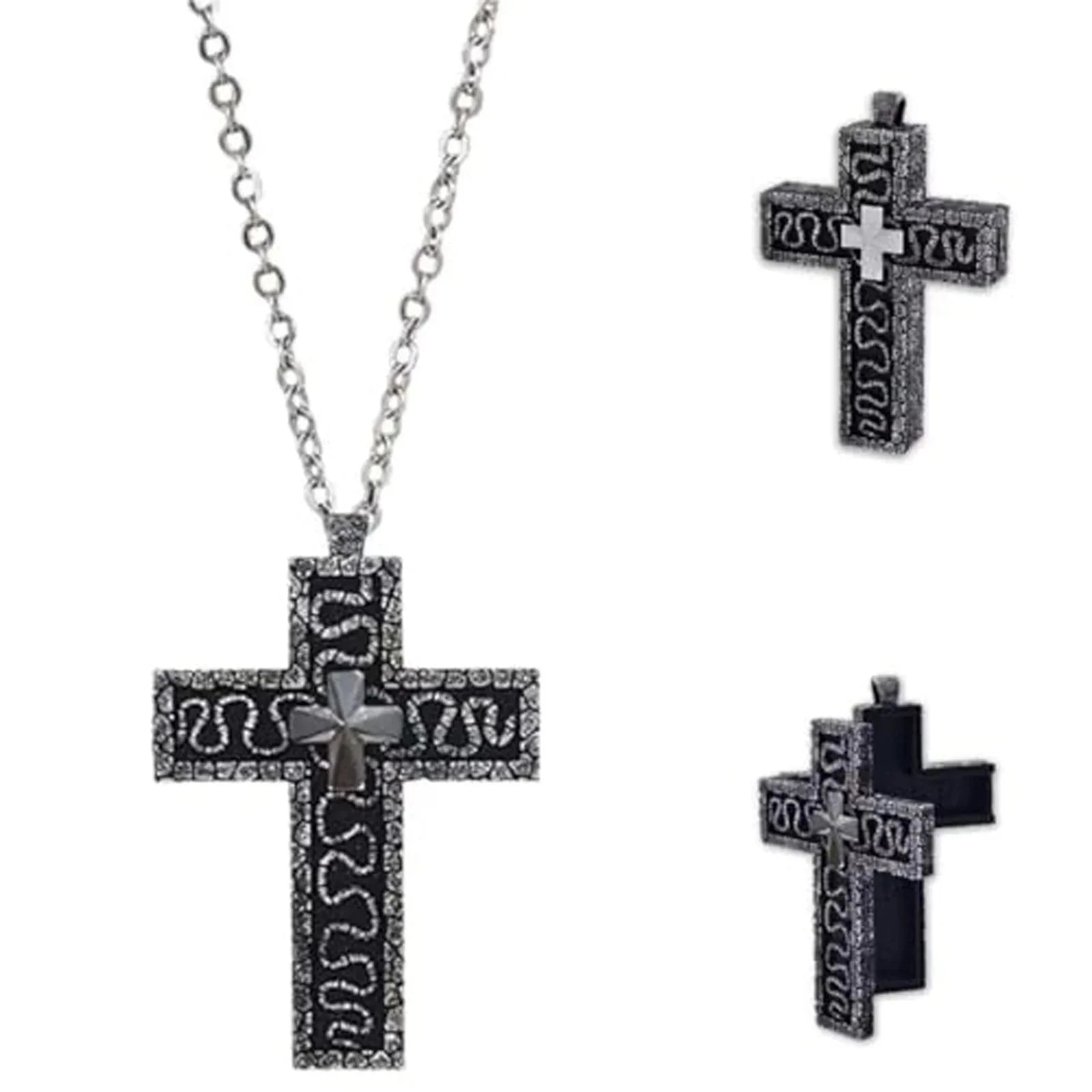 Squid Necklace Set Cross Shaped Necklace With Compartment Necklace With Old Cross Pendant, Necklace With Cross Shaped Necklace Good Vibrations