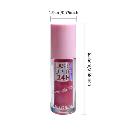 Flowing light Glitter Lip Glaze Long Lasting Lip Gloss Waterproof Liquid Lipstick Makeup Lip Oil Lip Tint Moisturizing Good Vibrations