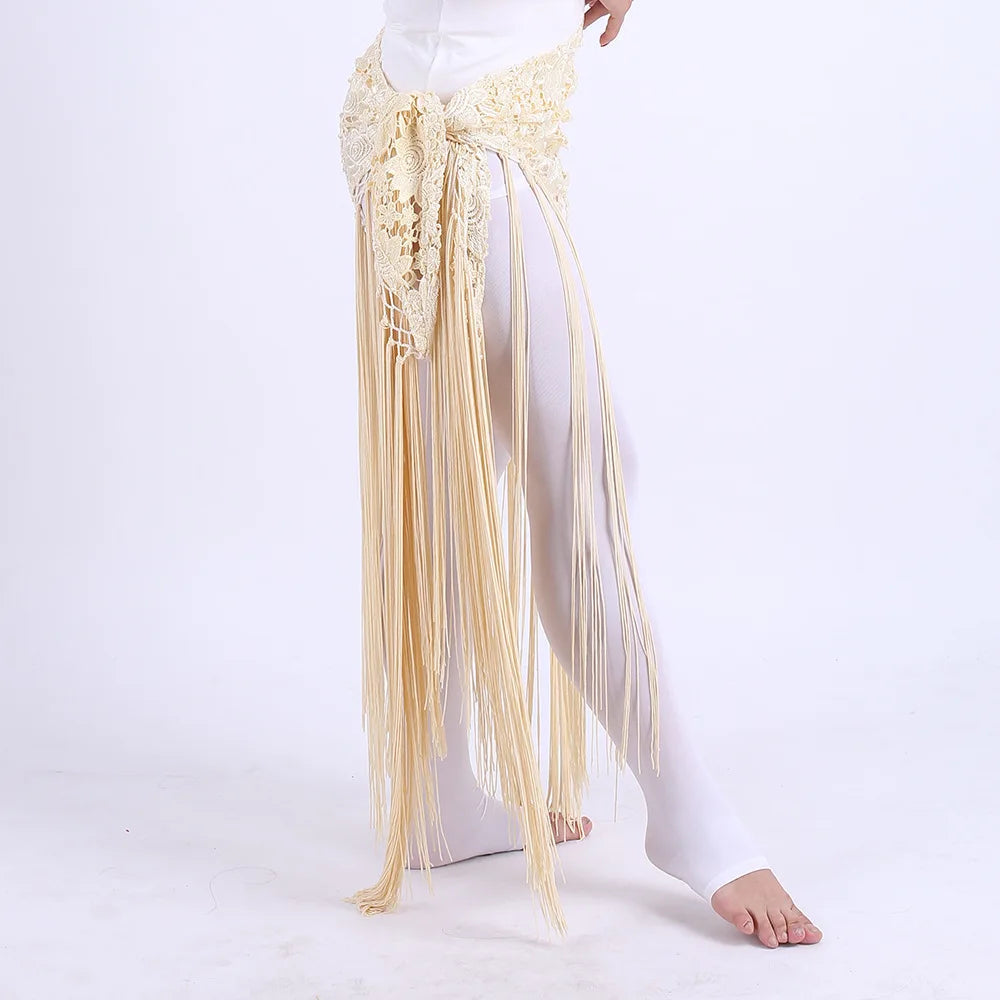 Halloween costume belly dance tassel triangular scarf performance waist scarf waist chain Indian dance costume accessories Good Vibrations