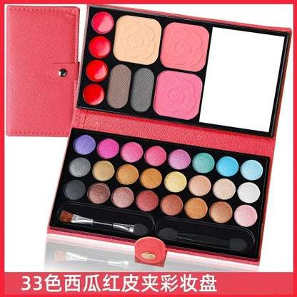 33 Colors Eye Shadow Powder Blush Lipstick Lasting Cosmetics Makeup Set with Mirror For Beginner Kids Travel Portable Palette Good Vibrations