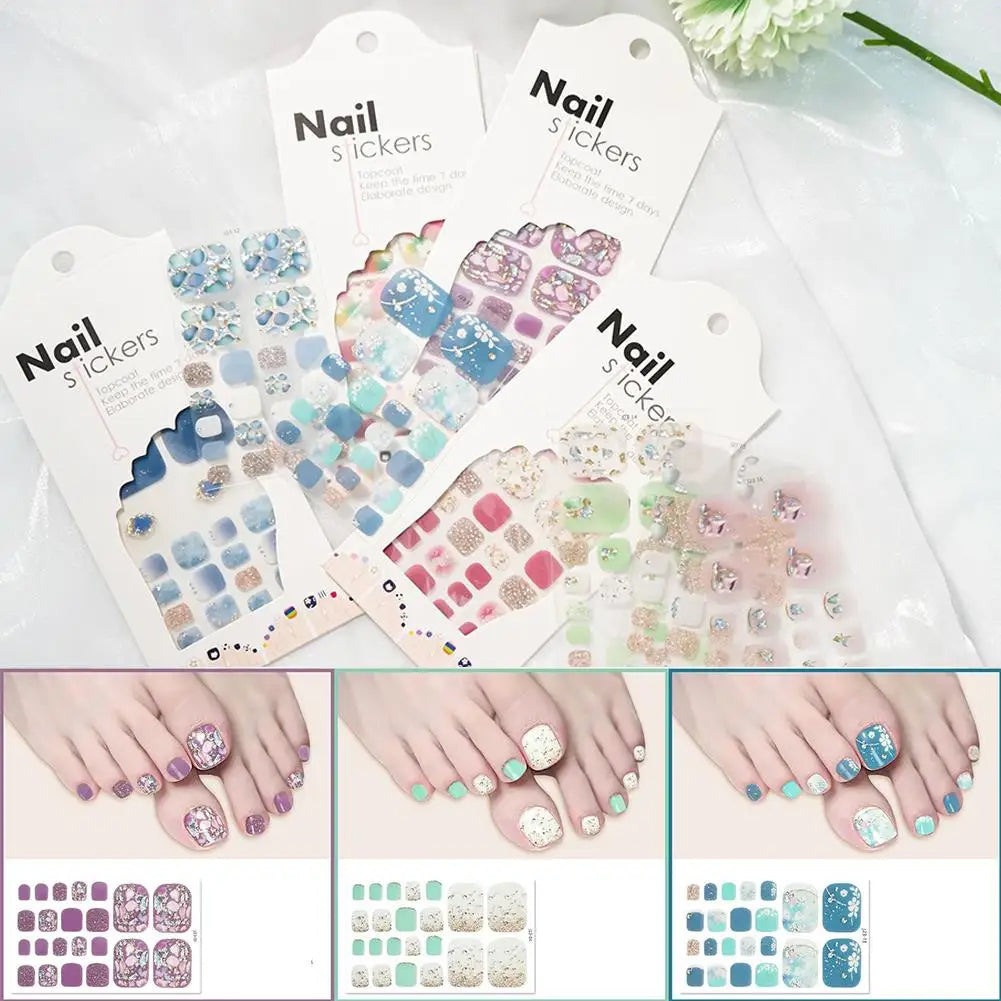 Nail Polish Film Toenail Stickers Solid Color Glitter Toe Nail Art Sticker DIY Waterproof Adhesive Nail Wraps Decals Decors Good Vibrations