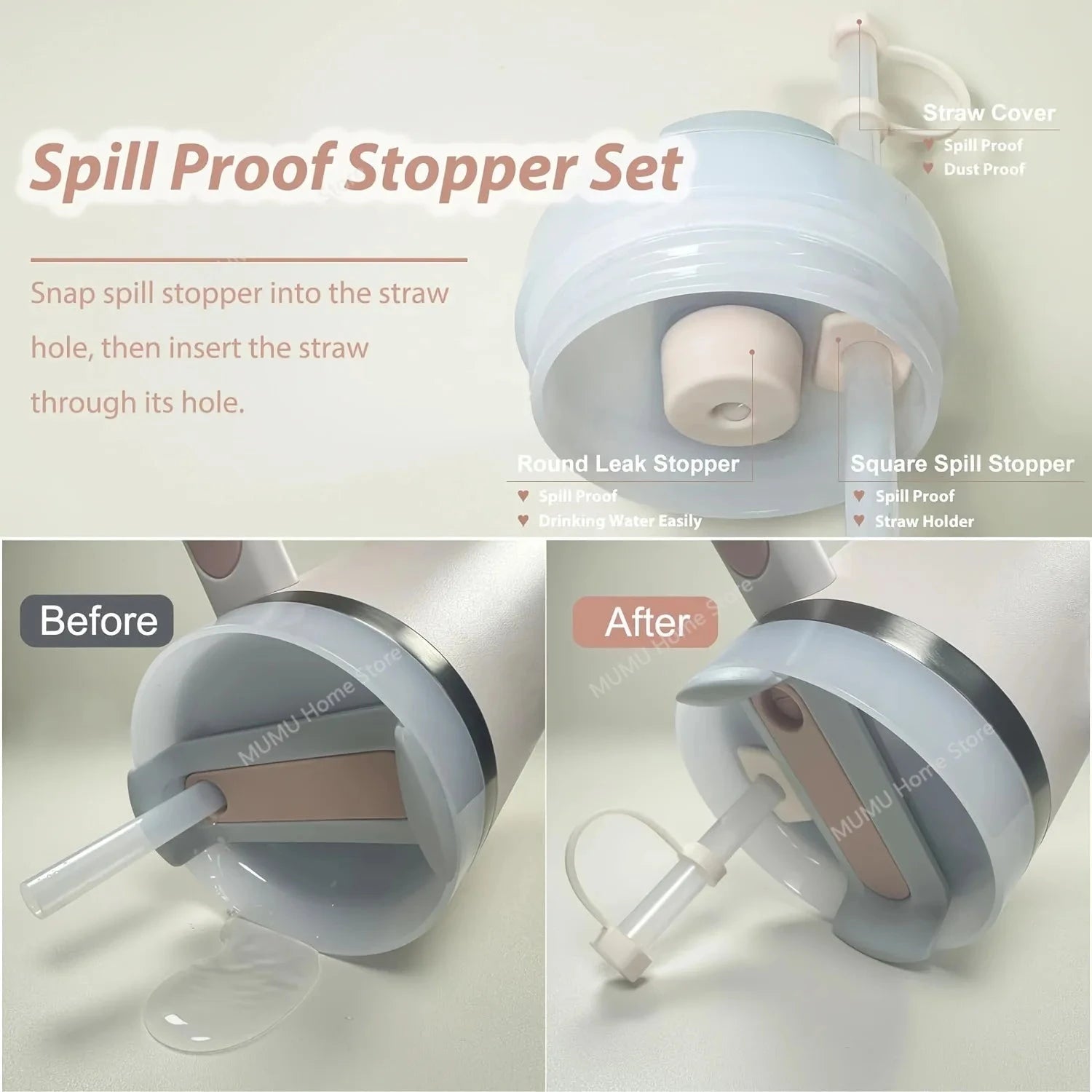 9pcs Accessories Set for Stanley Cup 30oz/40oz Spill Proof Stopper Flowers Straw Cover Silicone Boot Charm Butterfly Chain Good Vibrations Adult Super Store