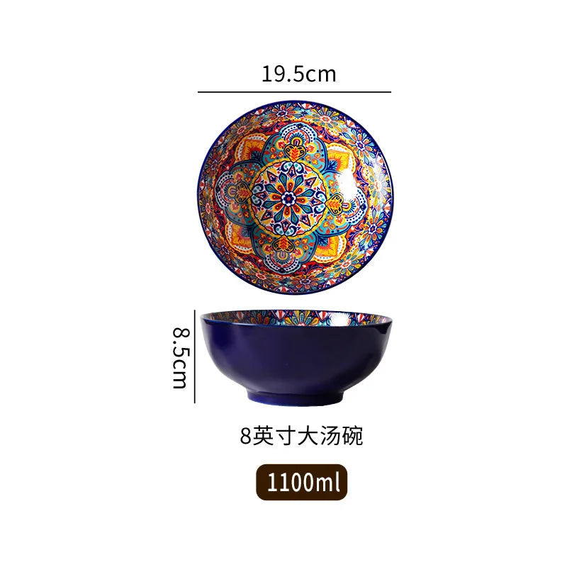 Ceramic Tableware Set Rice Bowl Serving Plate Creative Cutlery Soup Plate Noodle Handle Bowl Sauce Dish Steak Salad Fruit Plate Good Vibrations