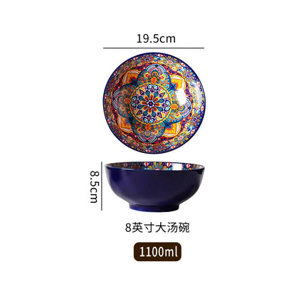 Ceramic Tableware Set Rice Bowl Serving Plate Creative Cutlery Soup Plate Noodle Handle Bowl Sauce Dish Steak Salad Fruit Plate Good Vibrations