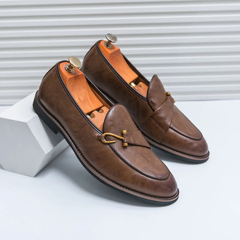 Black Loafers for Men Fashion Stone Pattern Men's Formal Monk Shoes Business Handmade Leather Men's Social Shoes Driving Shoes Good Vibrations