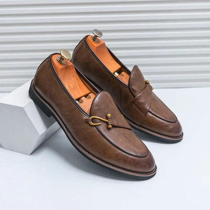 Black Loafers for Men Fashion Stone Pattern Men's Formal Monk Shoes Business Handmade Leather Men's Social Shoes Driving Shoes Good Vibrations