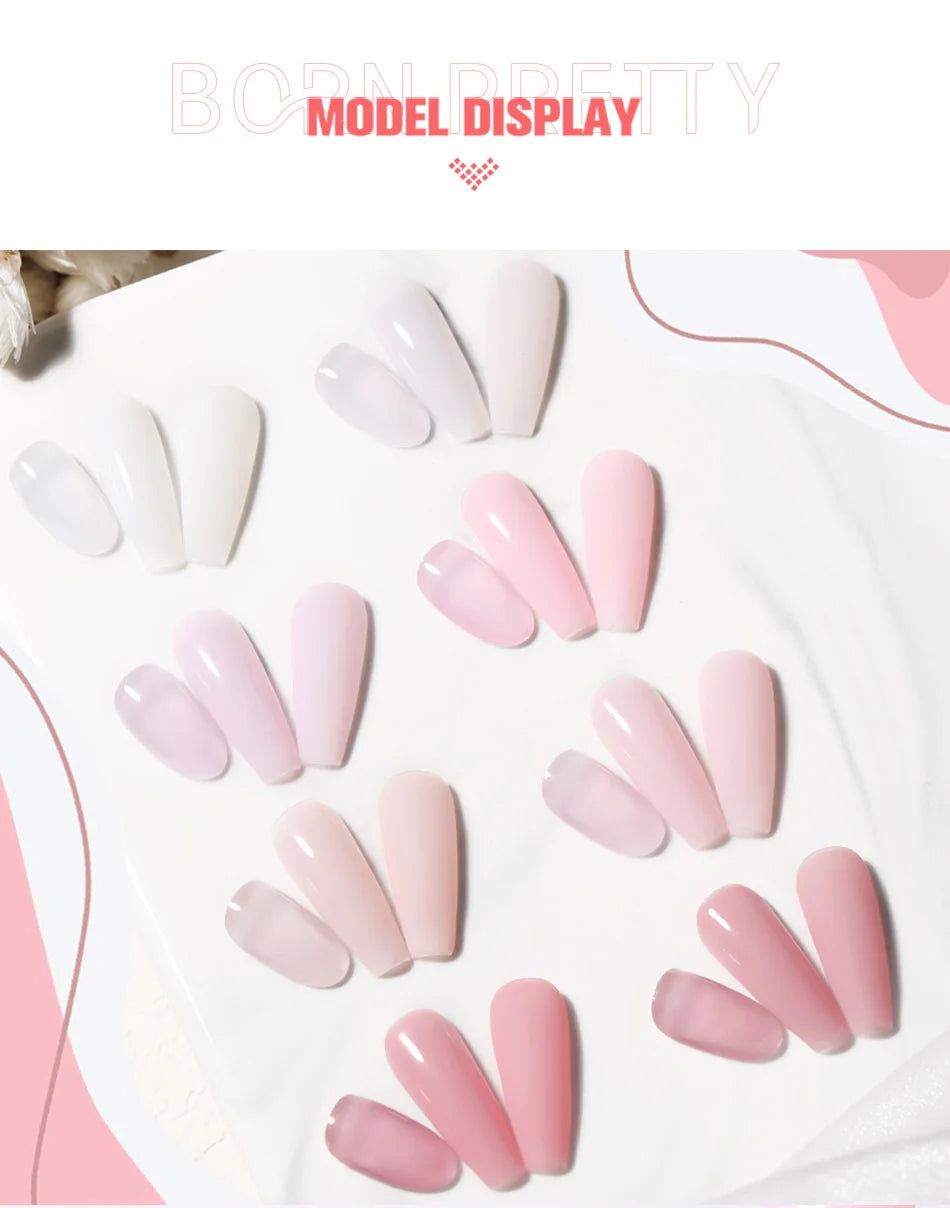 BORN PRETTY Milky Pink Rubber Base Gel Nail Polish Glitter 15ml Semi-Permanent Varnish Soak Off Self Leveling UV LED Gel Good Vibrations