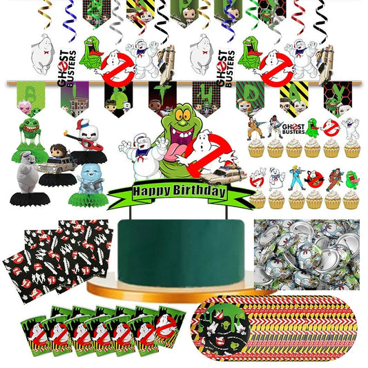 Ghostbuster Balloon Cake Topper Birthday Party Decorations Disposable Tableware Cups Plates Banners Baby Shower Supplies Toy Good Vibrations