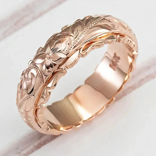14 k Gold color Suspended Carved Rose Flower Ring for women and men gold rings Women's jewelry rings Wedding Anniversary 2021 Good Vibrations