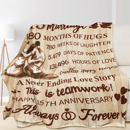 15 Anniversary Crystal Wedding Anniversary Gift, Anniversary Gift Blanket for Wife Husband Good Vibrations