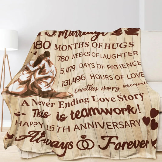 15 Anniversary Crystal Wedding Anniversary Gift, Anniversary Gift Blanket for Wife Husband Good Vibrations