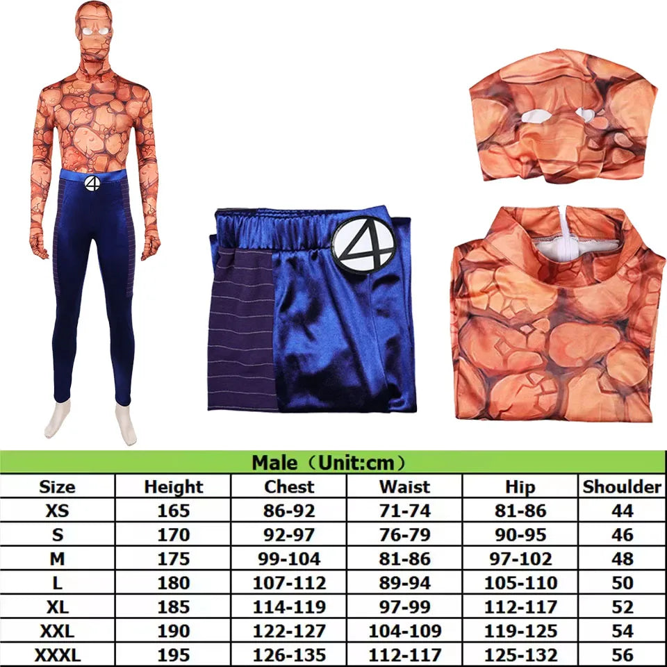 Fantastic Cosplay Four The Thing Costume Ben Roleplay Grimm Top Headgear Pants Outfits Halloween Carnival Party Disguise Suit Good Vibrations