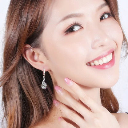 925 Sterling Silver New Woman Fashion Jewelry High Quality Blue Crystal Zircon Water Drop Mid-length Hot-selling Earrings Good Vibrations Adult Super Store