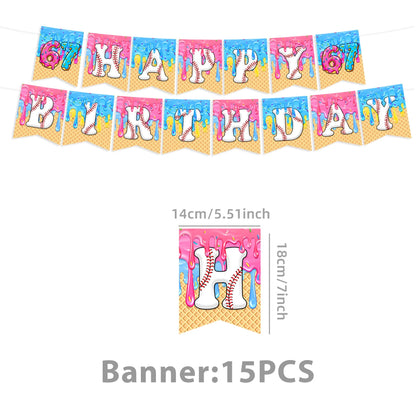 6 7 Birthday Decorations 67 Meme Themed Baseball Ice Cream Donut Banner Cake Topper Balloons for Baby Shower Party Supplies Good Vibrations
