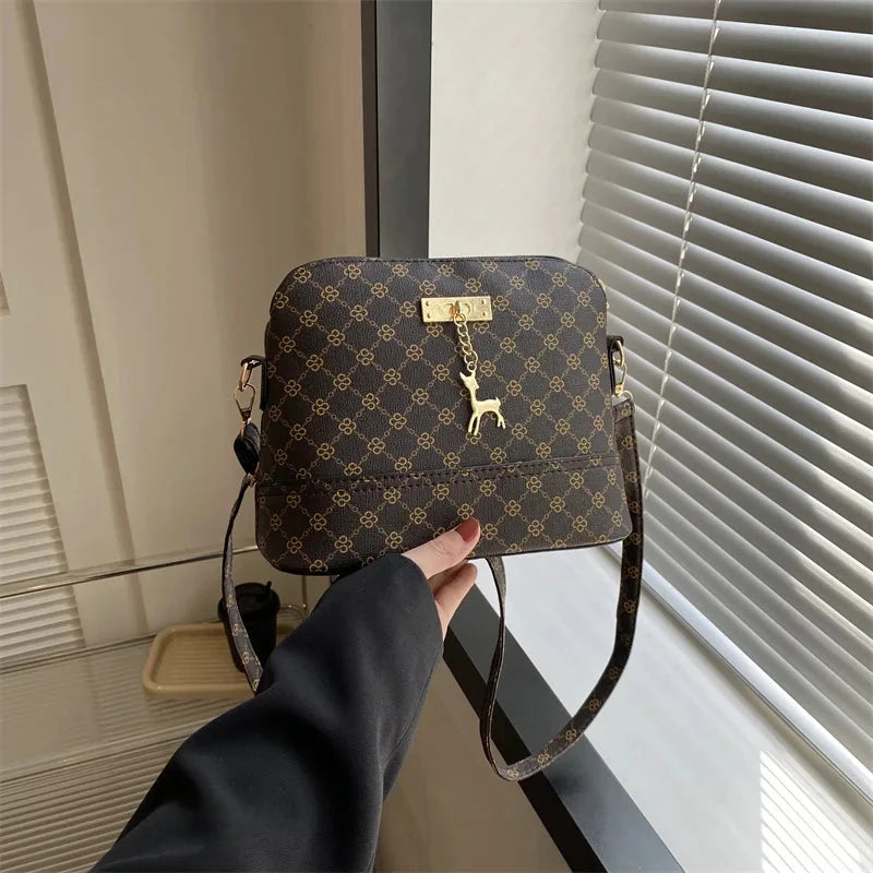 PU Leather Women Shoulder Bag Female Deer Pendant Handbags Girl Small Crossbody Bag Fashion Shell Shape Messenger Bag Bolsos Good Vibrations
