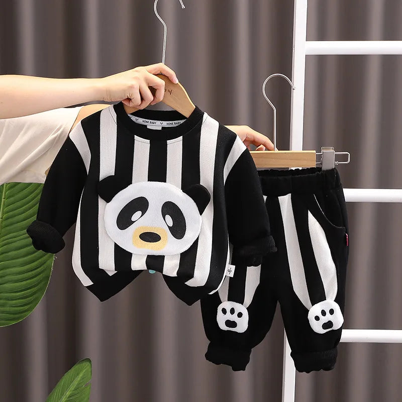 Baby Clothes 2025 New Children's Little Bear Long Sleeve Set Boys and Girls' Letter Sweater Pants Two Piece Set Simple Sportswea Good Vibrations