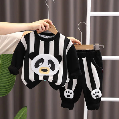 Baby Clothes 2025 New Children's Little Bear Long Sleeve Set Boys and Girls' Letter Sweater Pants Two Piece Set Simple Sportswea Good Vibrations