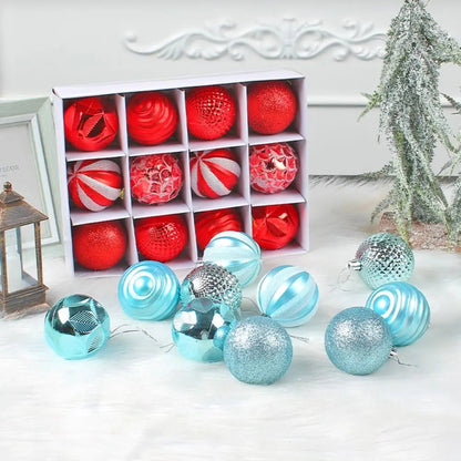 12PCS High-quality Plastic Christmas Ball Set 6CM Suspensable Xmas Ornament Ball 6 Colors Xmas Baubles Scene Supplies Good Vibrations