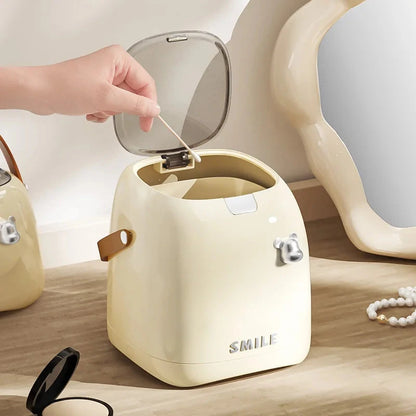 Beishan 2L Luxury Desktop Trash Can, Small Paper Basket With Handle, Suitable For Offices, Bedrooms, Living Rooms, Etc Good Vibrations Adult Super Store