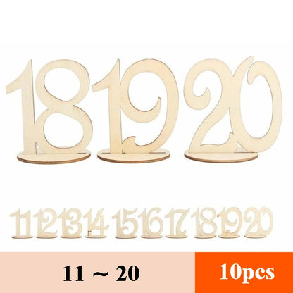 Wooden Table Number 1-20 Creative Digital Three-dimensional Card Wedding Party Decorative Small Ornament Seat Number Table Card Good Vibrations